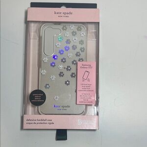 Kate Spade Samsung Galaxy S23 Case - Silver and Blue Floral Clear Case